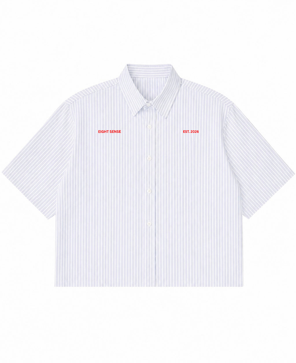 Blue Striped Oxford Boxy Shirt Front Design