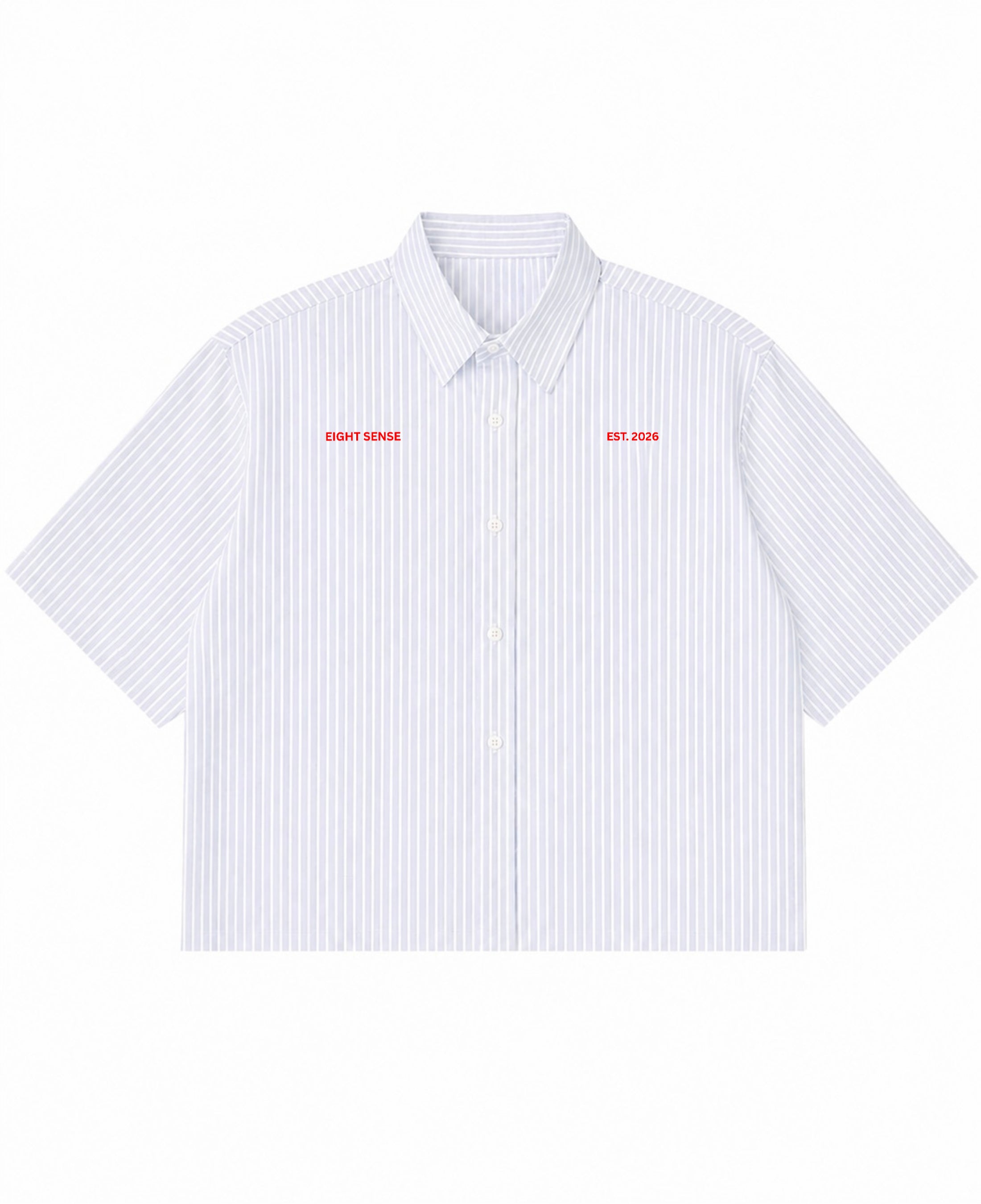 Blue Striped Oxford Boxy Shirt Front Design