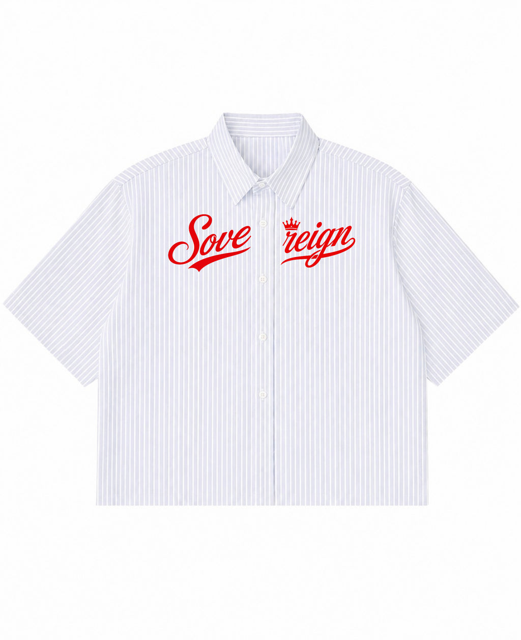 Blue Striped Oxford Boxy Shirt Front Design