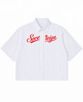 Blue Striped Oxford Boxy Shirt Front Design