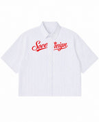Blue Striped Oxford Boxy Shirt Front Design