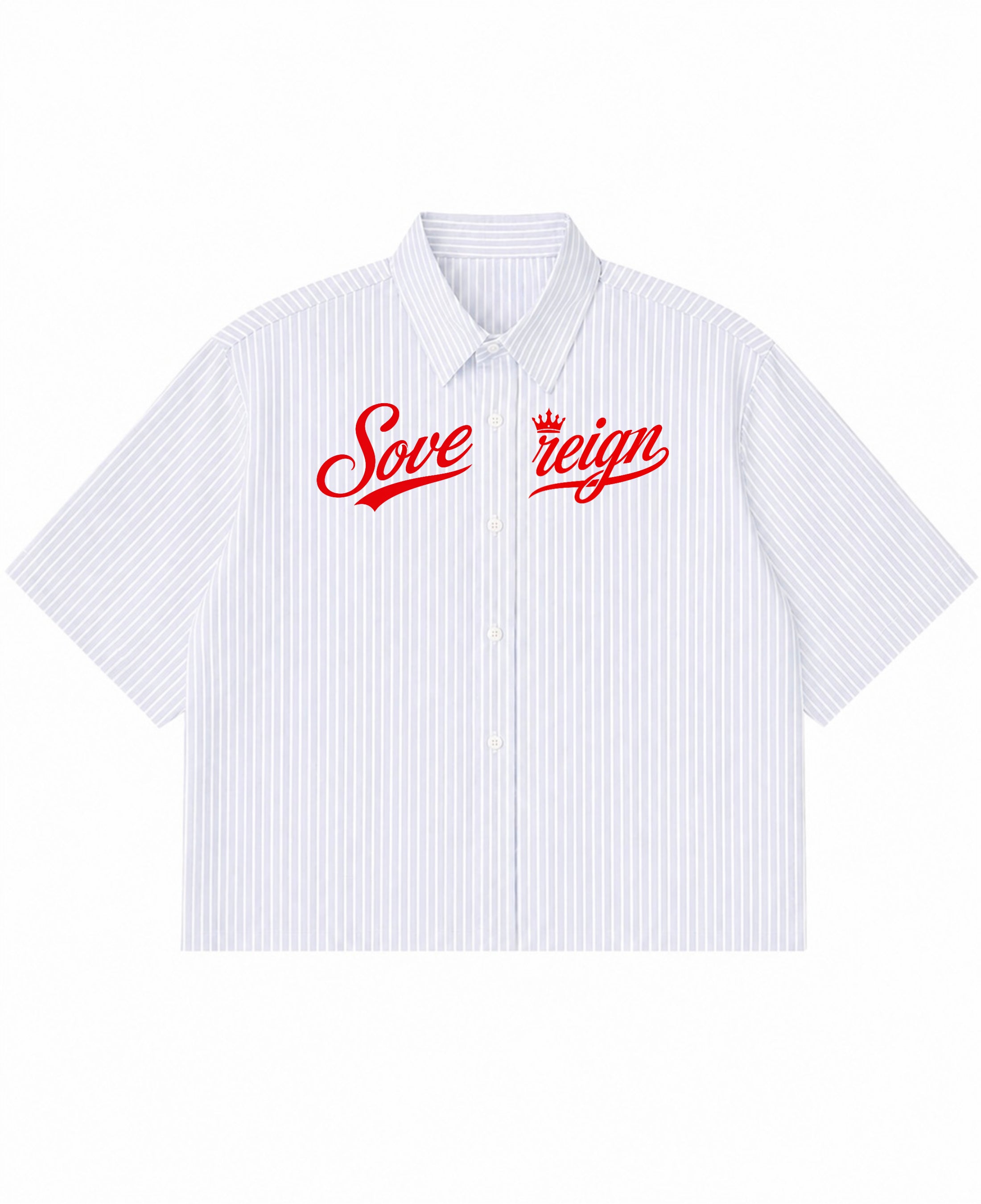 Blue Striped Oxford Boxy Shirt Front Design